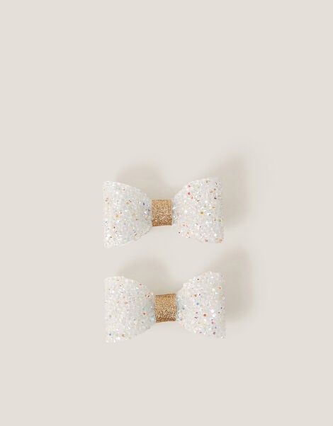 2-Pack Glitter Bow Hair Clips, , large