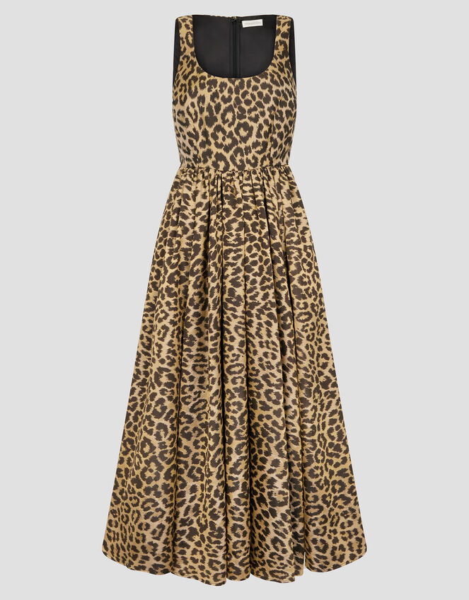 Sicily Fit and Flare Midi Dress, Brown (BROWN), large