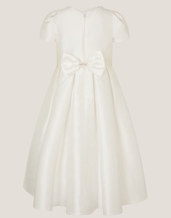 Isabella Short Sleeve Pearl-Embellished Dress, Ivory (IVORY), large