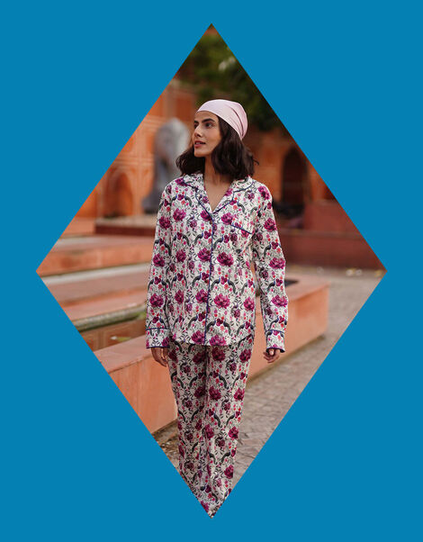 Luna & Noon Rajasthan Print Pyjama Set Pink, Pink (PINK), large