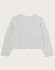 Jewelled Ruffle Front Fluffy Bolero, Grey (GREY), large