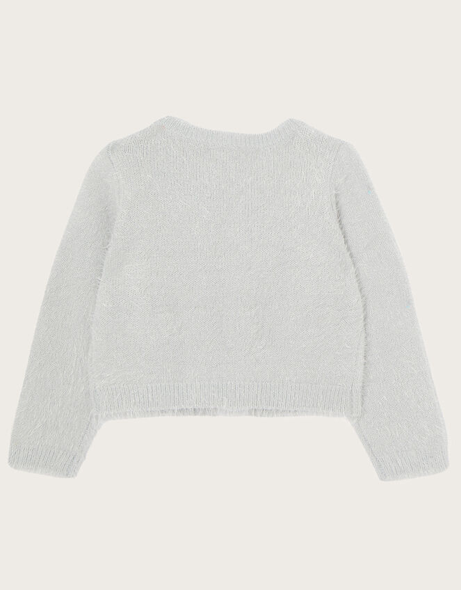 Jewelled Ruffle Front Fluffy Bolero, Grey (GREY), large