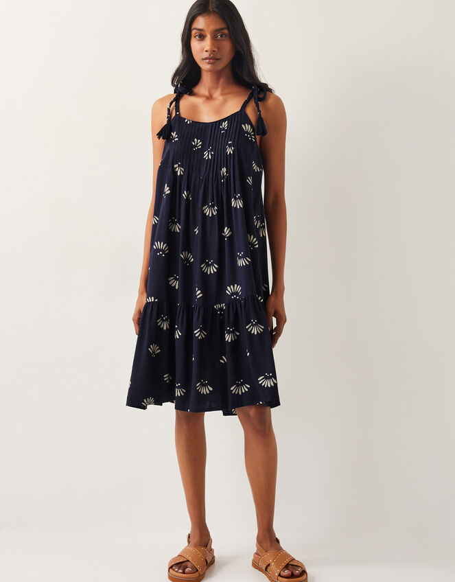 Briana Strappy Batik Mini Dress, Blue (NAVY), large