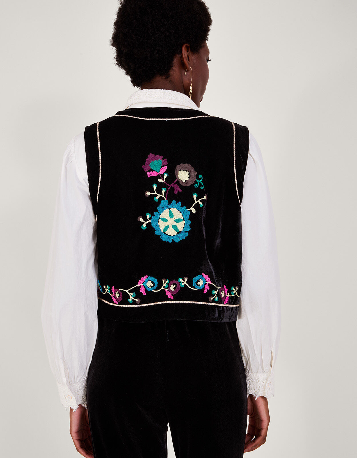 Fran Embroidered Vest Black
