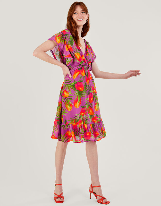 Atiena Print Dress in Sustainable Viscose , Purple (PURPLE), large