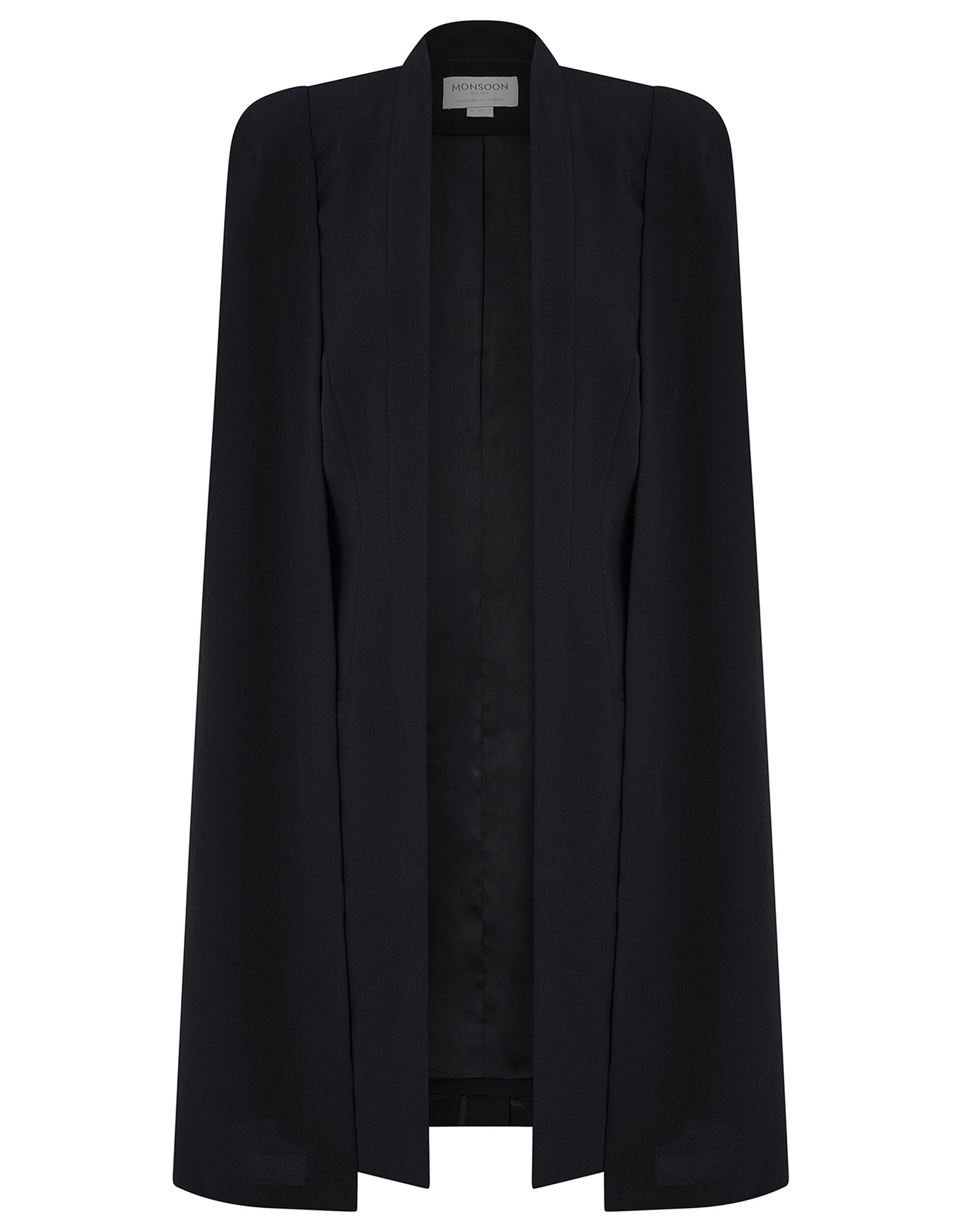 Katya Longline Cape Jacket, Black (BLACK), large