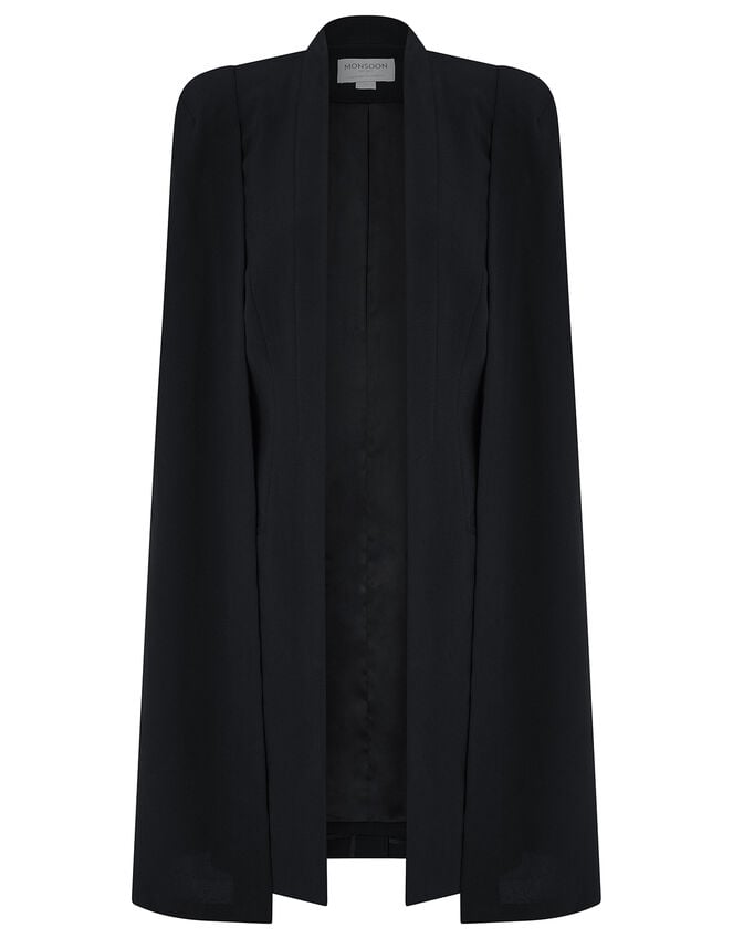 Katya Longline Cape Jacket, Black (BLACK), large