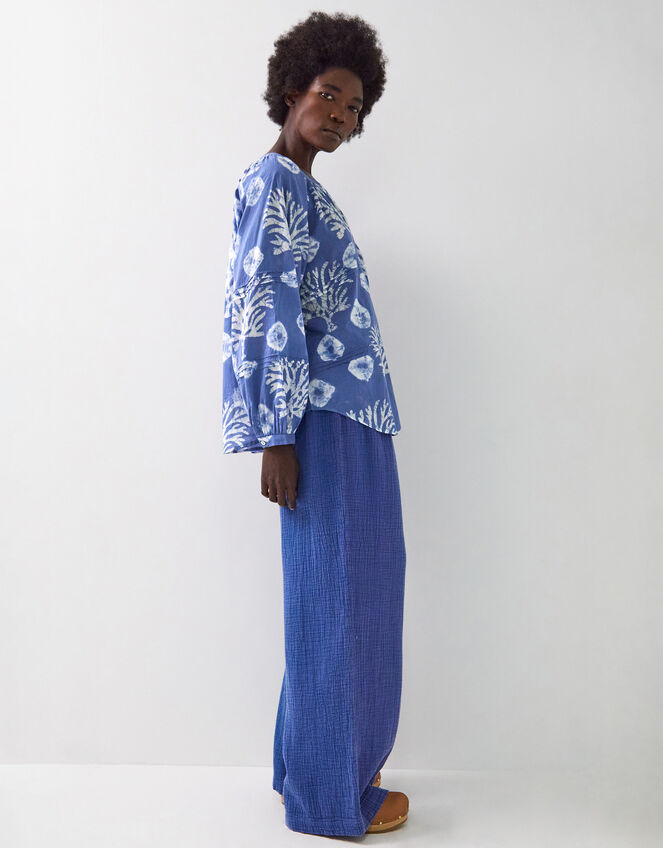 East Lottie Coral Print Shirt, Blue (BLUE), large