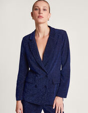 Tessa Tinsel Double Breasted Blazer, Blue (MIDNIGHT), large