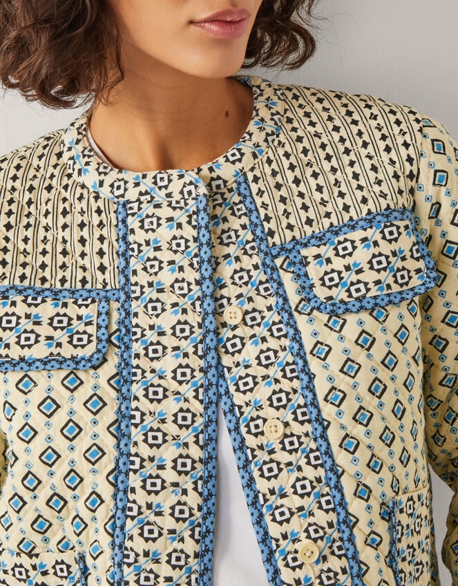 Judy Geometric Print Quilted Jacket, Ivory (IVORY), large