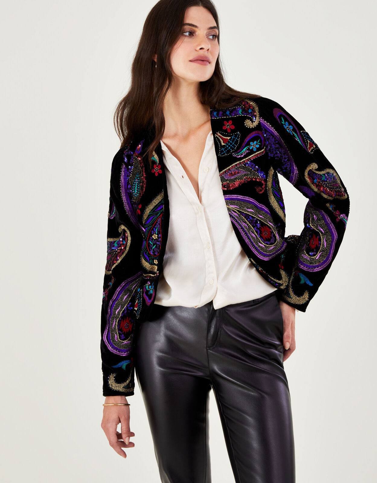 Philipne Velvet Embroidered Jacket Black