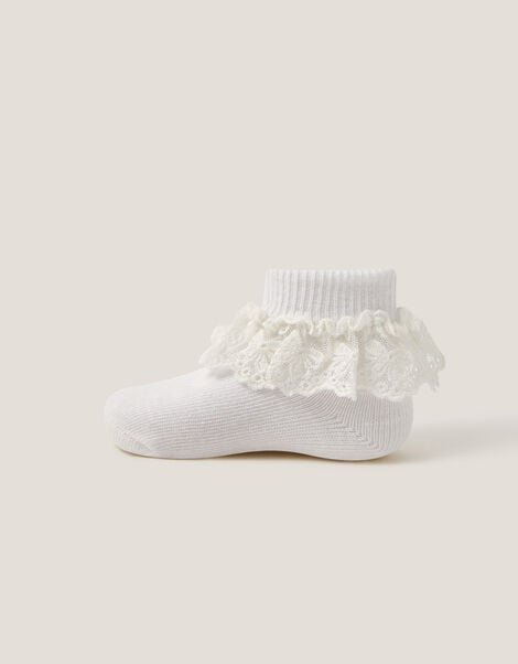 Baby Flower Lace Socks, White (WHITE), large