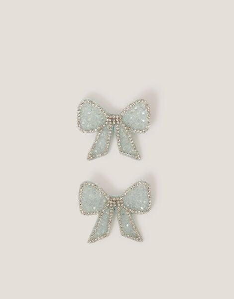 2-Pack Embellished Bow Hair Clips, , large