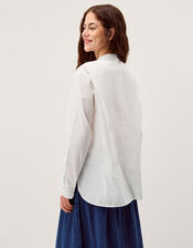 Paige Frilled Poplin Shirt, White (WHITE), large