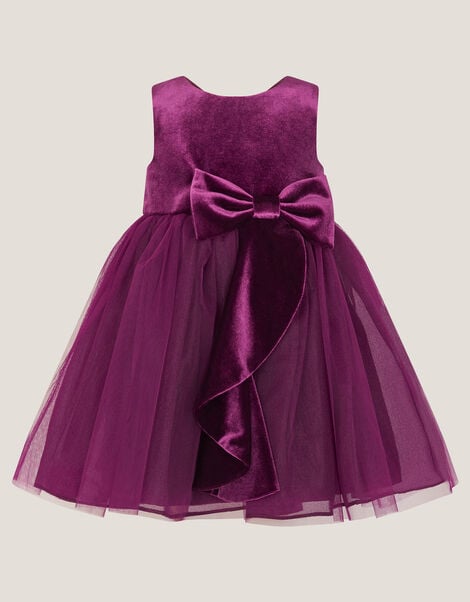 Baby Velvet Bow Party Dress, Purple (PURPLE), large