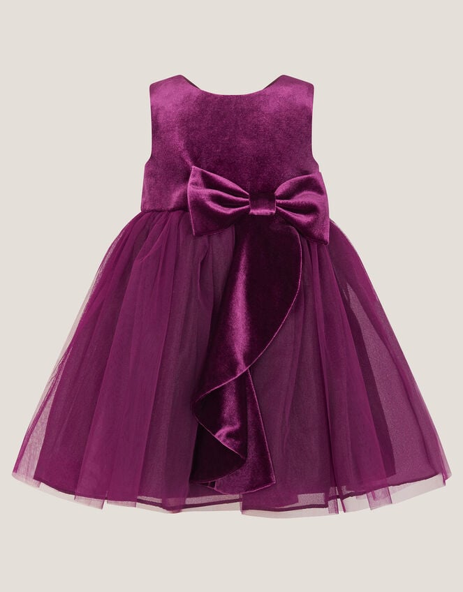Baby Velvet Bow Party Dress, Purple (PURPLE), large