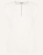 Plain Tank Top in Pure Linen, White (WHITE), large