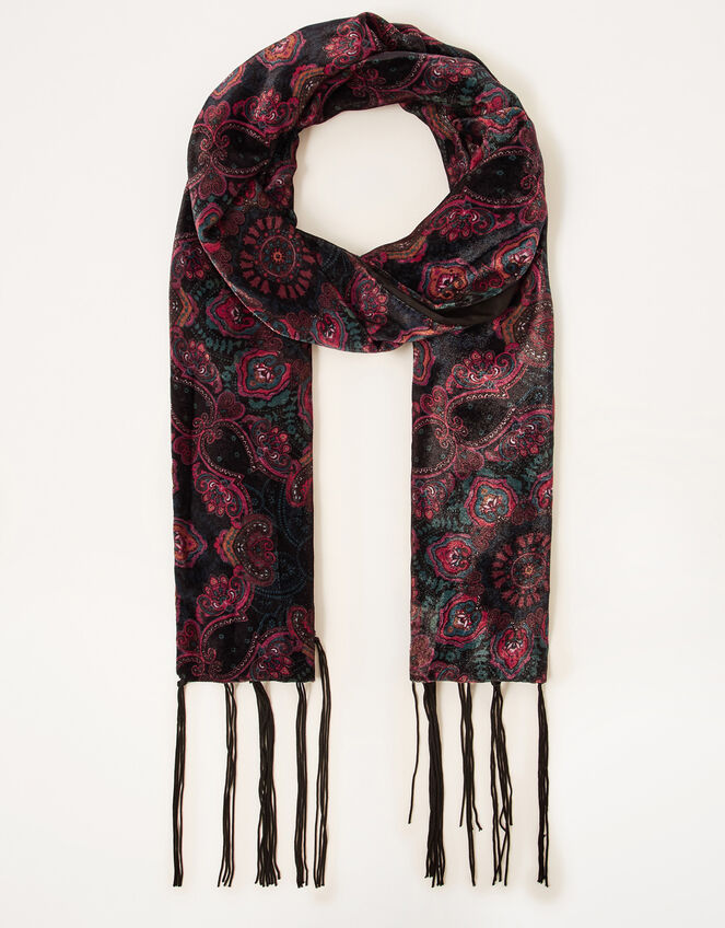 Medallion Print Velvet Scarf, , large
