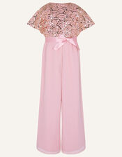 Deco Sequin Jumpsuit in Recycled Polyester, Pink (DUSKY PINK), large