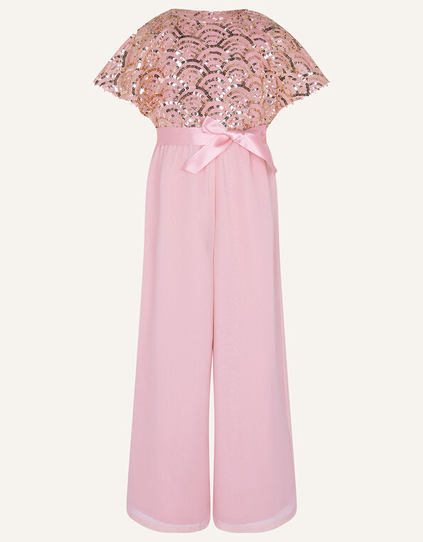Deco Sequin Jumpsuit in Recycled Polyester Pink, Pink (DUSKY PINK), large