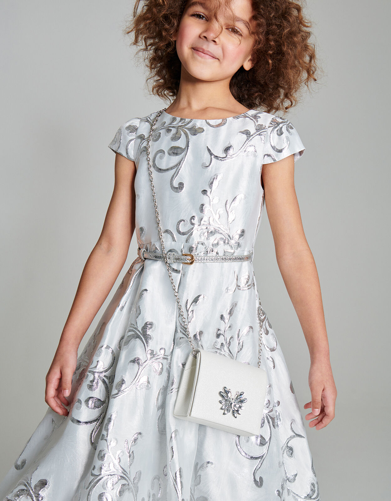 Mira Jacquard Dress Silver