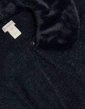Detachable Collar Fuzzy Cardigan, Blue (NAVY), large