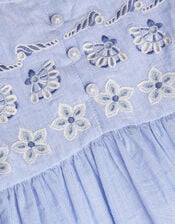 Baby Seashell Embroidered Dress, Blue (BLUE), large