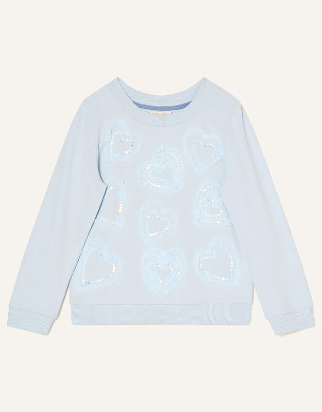 Tulle Heart Sweat Top, Blue (BLUE), large
