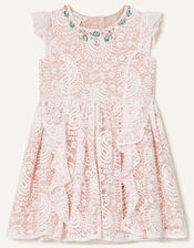 Baby Lace Ruffle Dress, Pink (PINK), large