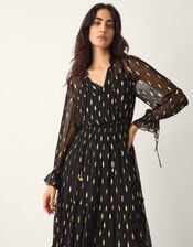 La Galeria Elefante Cowgirl Shimmer Midi Dress, Black (BLACK GOLD), large