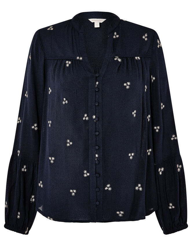 Embroidered Top in LENZING™ ECOVERO™, Blue (NAVY), large