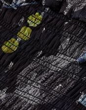 Scotch & Soda Print Smocked Waist Top, Blue (NAVY), large