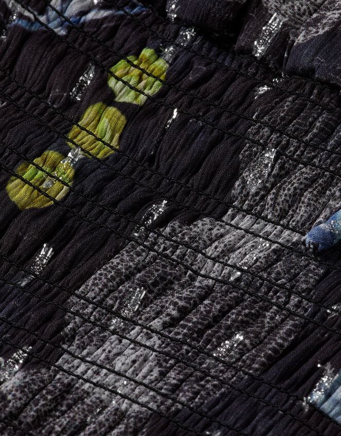 Scotch & Soda Print Smocked Waist Top, Blue (NAVY), large