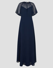 Mona Angel Sleeve Maxi Dress, Blue (NAVY), large