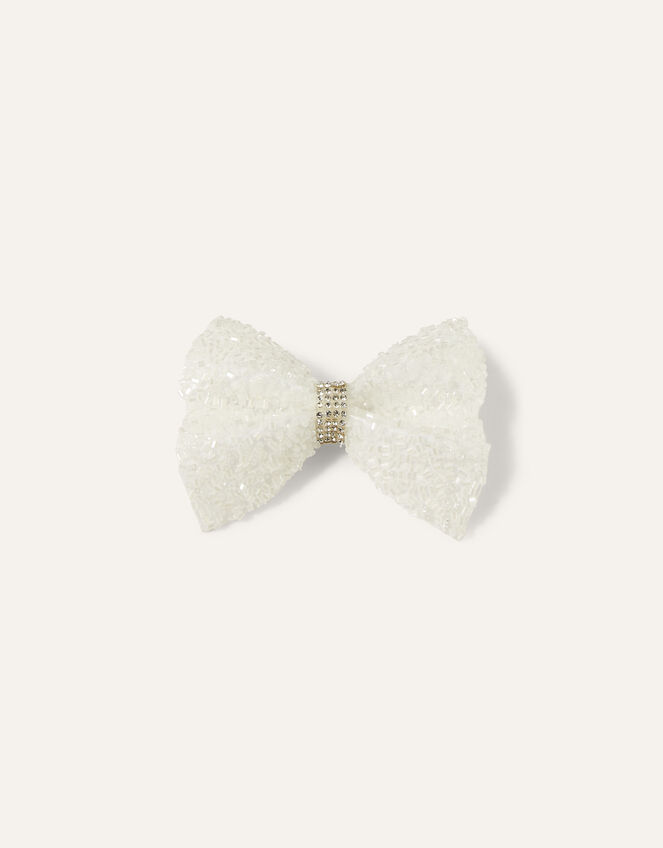 Sparkle Bead Bow Hair Clip, , large