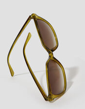 Tinted Square Sunglasses, Green (GREEN), large