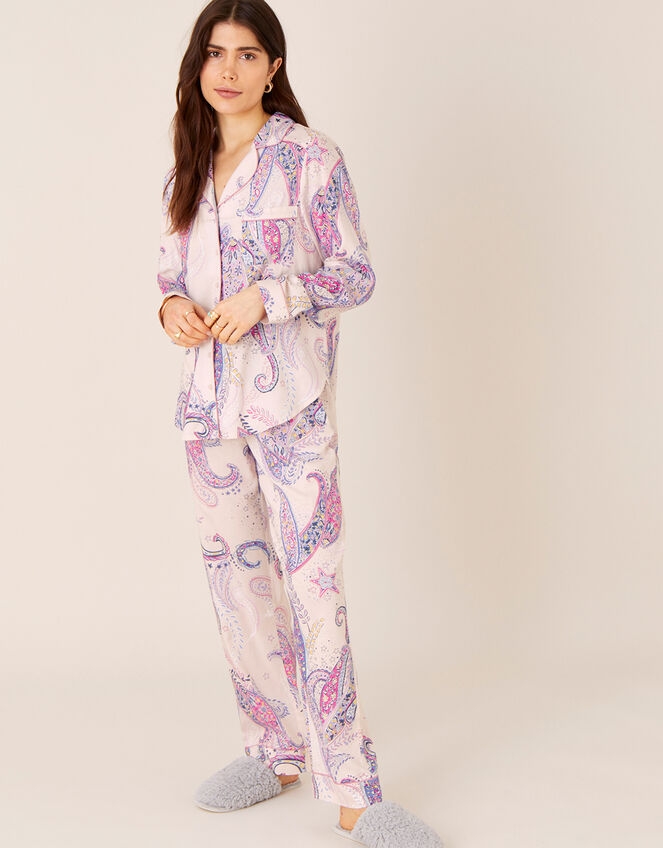 Paisley Print Pyjama Bottoms, Pink (PINK), large