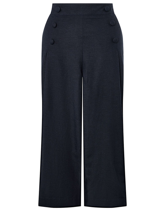 Eureka Culottes in Pure Linen, Blue (NAVY), large