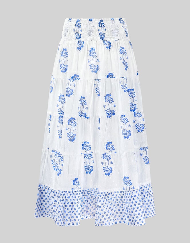 East Amber Hand-Screen Printed Midi Skirt, Ivory (IVORY), large