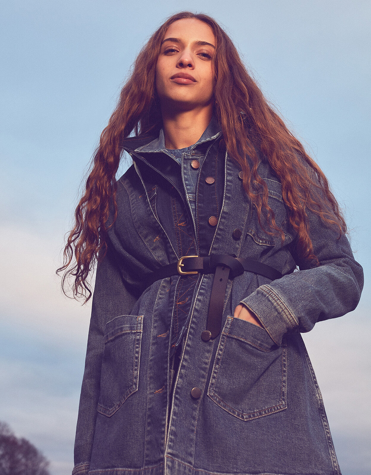 Longline Denim Jacket Blue | Women's 