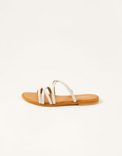 Pixie Plaited Leather Sandals, White (WHITE), large