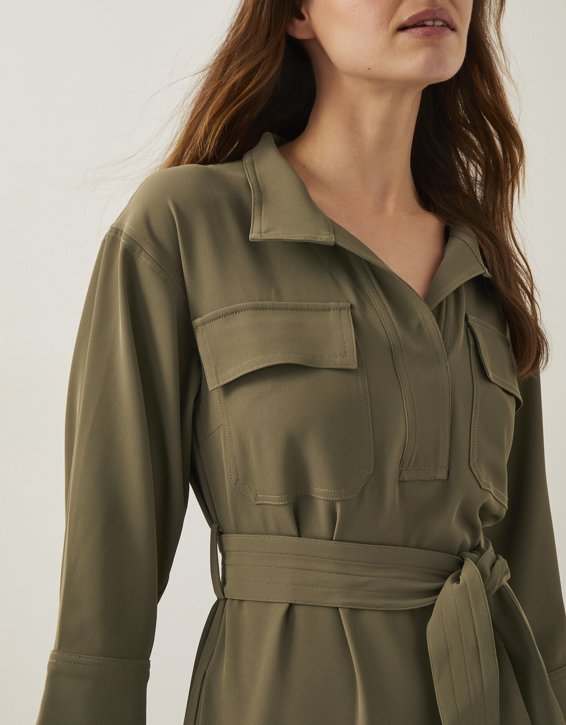 Grace Cargo Midi Shirt Dress Green