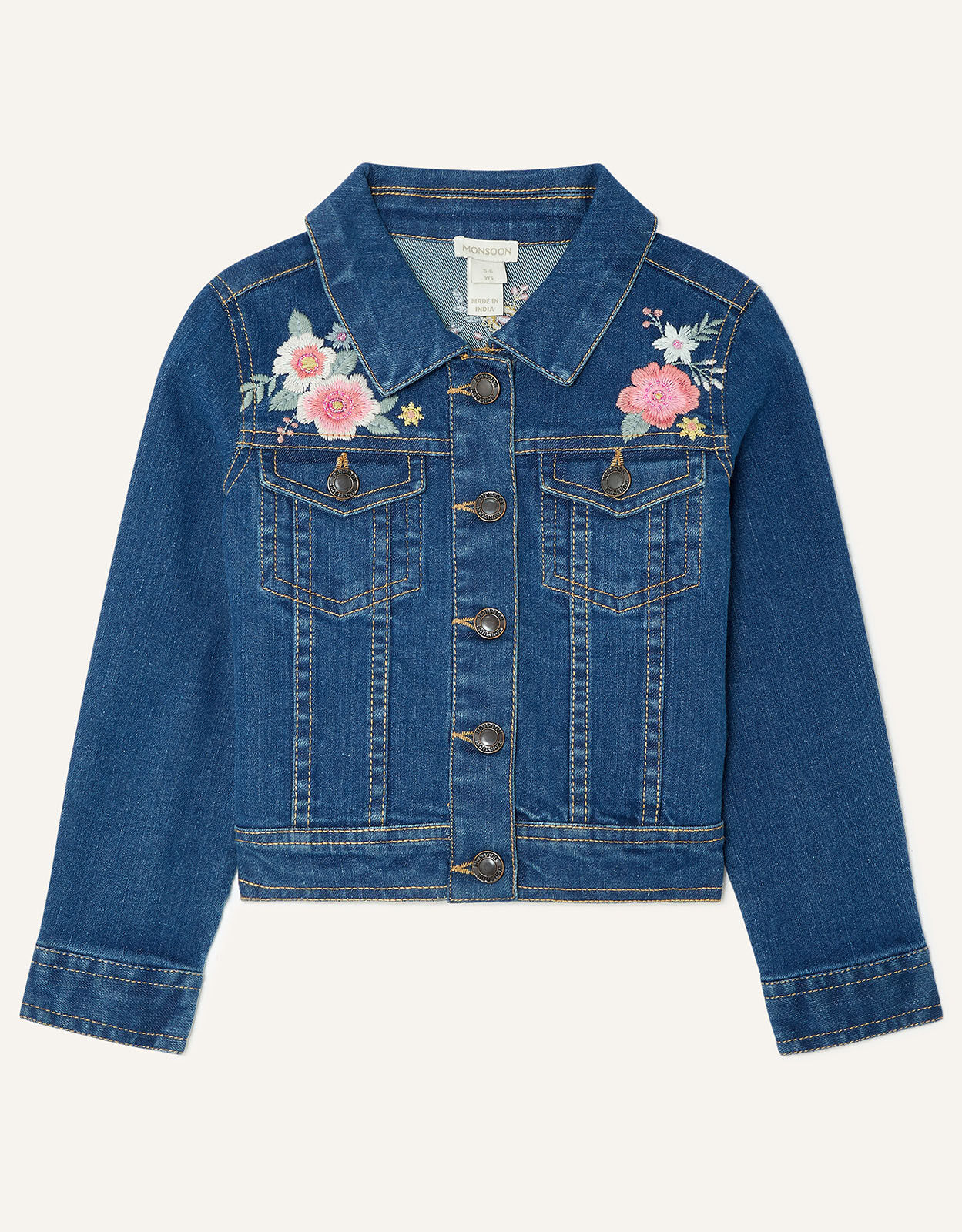 Denim jacket online with embroidered flowers