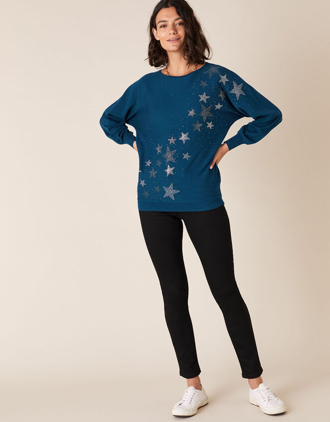 Scatter Star Heat-Seal Gem Jumper, Teal (TEAL), large