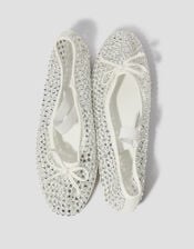 Adia Diamante Mesh Ballet Flats, Ivory (IVORY), large