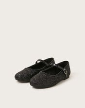 All-Over Glitter Ballet Flats, Black (BLACK), large