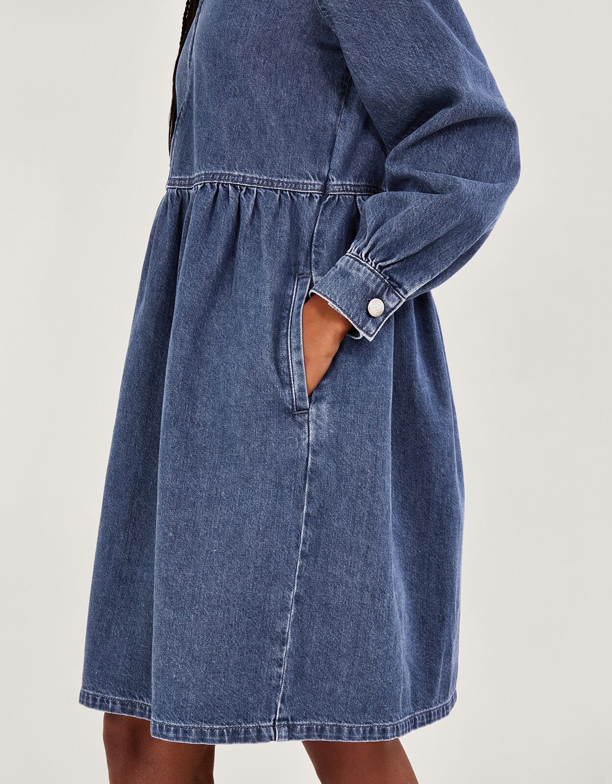 Alana Shirt Zip Denim Dress Blue