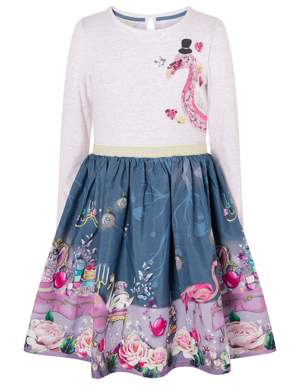 Flamingo Tea Party 2 in 1 Dress Teal Girls Dresses Monsoon Global