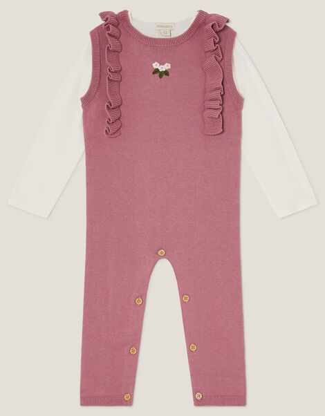 Baby Top & Knit Dungarees Set, Pink (PINK), large