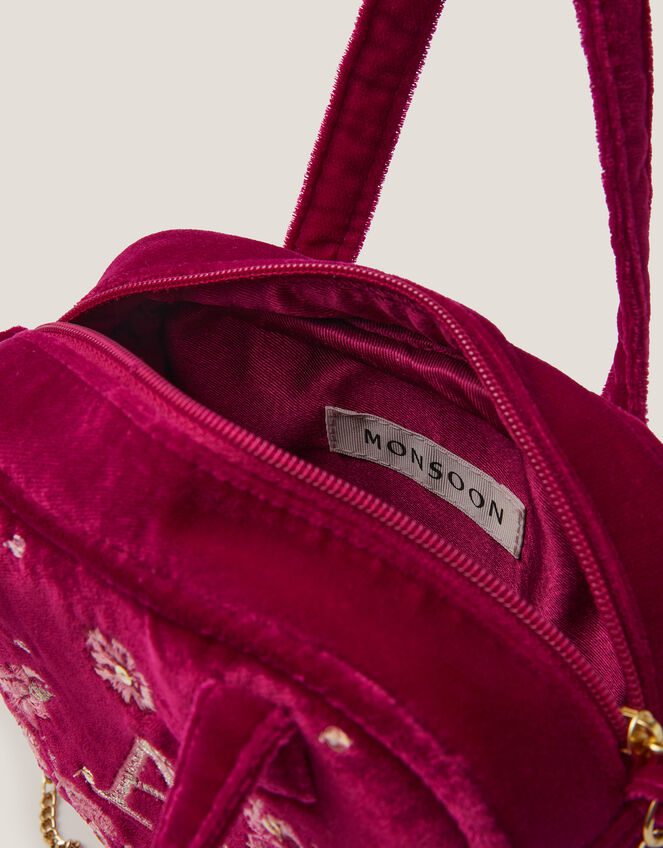 Embroidered Initial Heart Bag, Red (BURGUNDY), large
